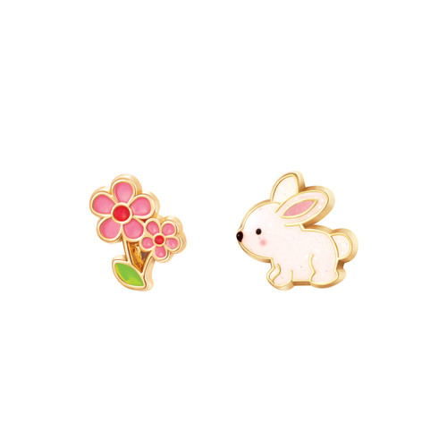 The Perfect Pair- Glitter Rabbit and Pink Flower by Girl Nation