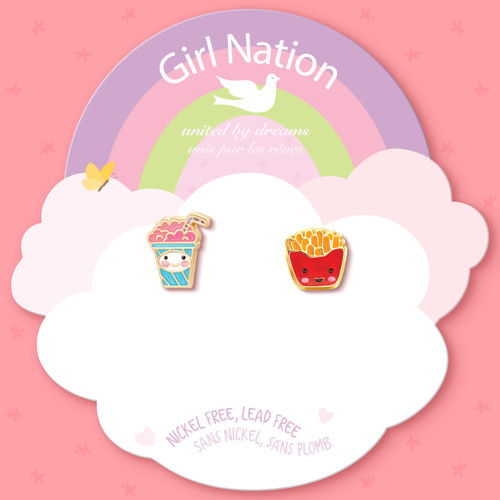 Sweet & Salty Cutie Enamel Stud Earrings on card Sweet & Salty Cutie Enamel Stud Earrings on card