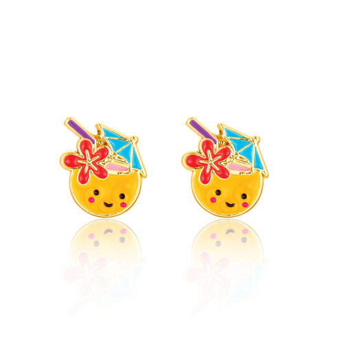 Girl Nation Pinita Colada Stud Earrings front view Girl Nation Pinita Colada Stud Earrings front view