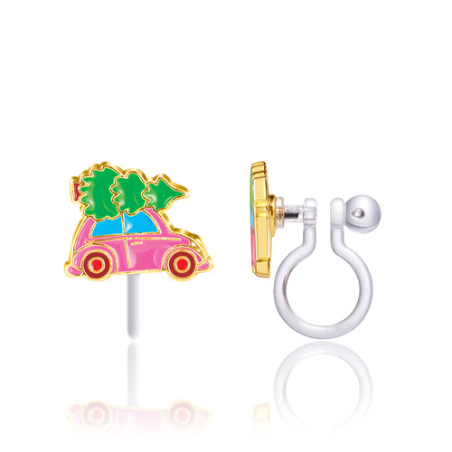 Girl Nation Pink Car with Christmas Tree on Top Girl Nation Pink Car with Christmas Tree on Top