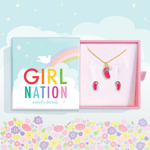 Sweet Petite Gift Set with Flip Flop Necklace and Stud Earrings