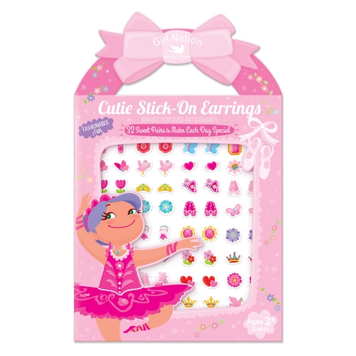 Girl Nation Pretty Ballerinas Cutie Stick-On Earrings with 32 pairs