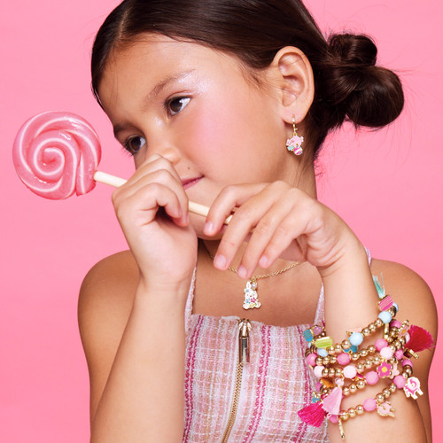 Butterfly Kaleidoscope Beaded Bracelet with Pink Tassel Butterfly Kaleidoscope Beaded Bracelet with Pink Tassel