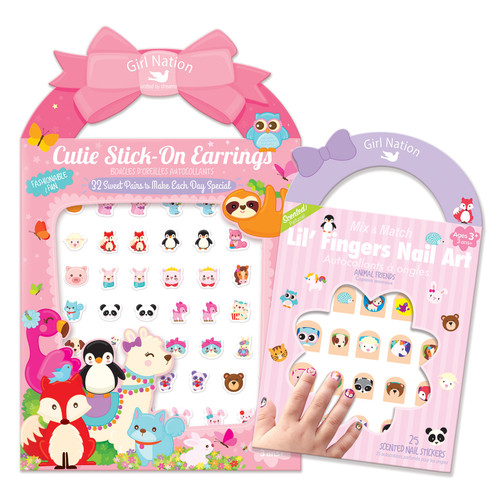 Cutie Stick-On Earring and Nail Sticker Gift Set- Animals Cutie Stick-On Earring and Nail Sticker Gift Set- Animals