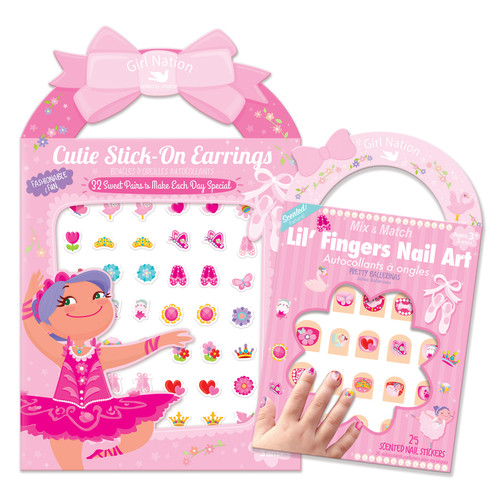 Cutie Stick-On Earring and Nail Sticker Gift Set- Ballerinas Cutie Stick-On Earring and Nail Sticker Gift Set- Ballerinas