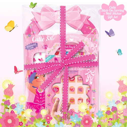 Girl Nation Pretty Ballerinas Stick-On Earring and Nail Sticker Gift Set