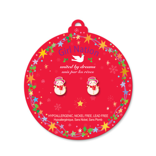 Snowman Earrings on Ornament Card Snowman Earrings on Ornament Card