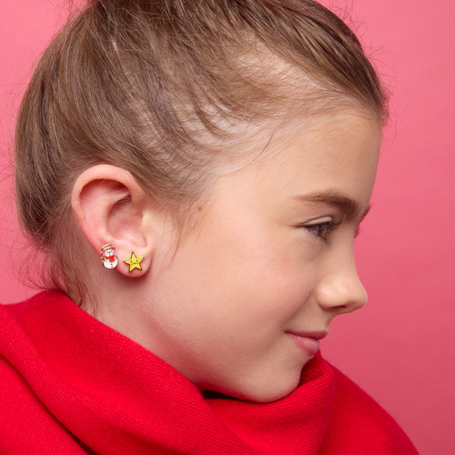 Snowman Winter Earrings on Girl Snowman Winter Earrings on Girl