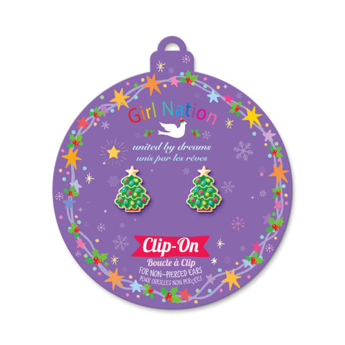 Christmas Tree Clip On Earrings on Card Christmas Tree Clip On Earrings on Card