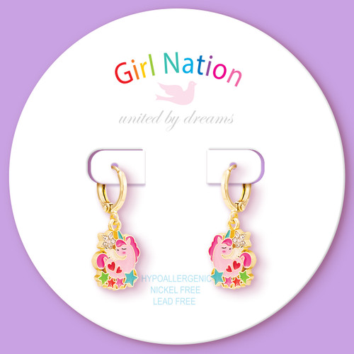 Huggie Hoop Dangle Earrings | Enchanted Unicorn Huggie Hoop Dangle Earrings | Enchanted Unicorn