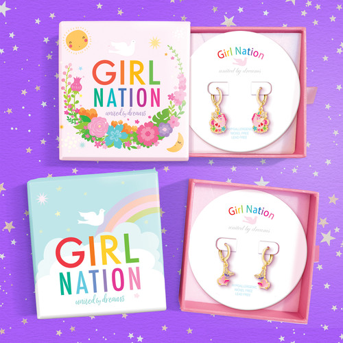Earrings arrive in an adorable Girl Nation Jewelry Gift Box. Earrings arrive in an adorable Girl Nation Jewelry Gift Box.
