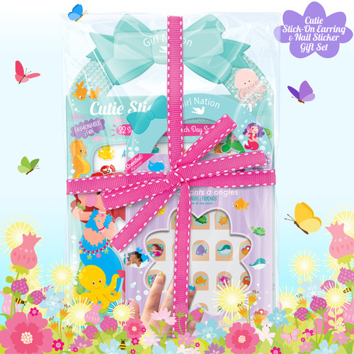Mermaid Nail Sticker & Stick-On Earring Gift Pack