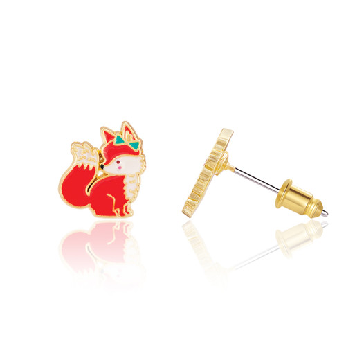 Girl Nation Fancy Fox Stud Earrings side view Girl Nation Fancy Fox Stud Earrings side view