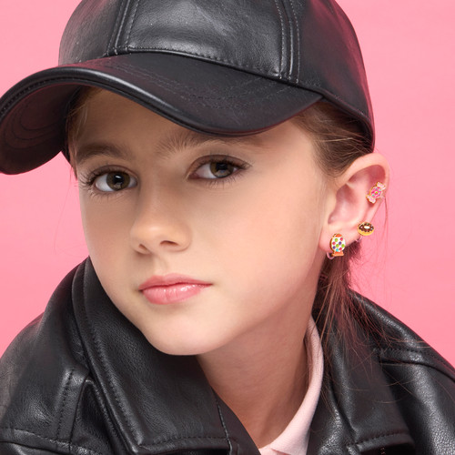Retro Candy Cutie Clip-on Earrings on Girl Retro Candy Cutie Clip-on Earrings on Girl