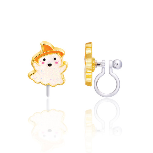 Halloween Glitter Ghost Clip On Earrings for Girls Halloween Glitter Ghost Clip On Earrings for Girls