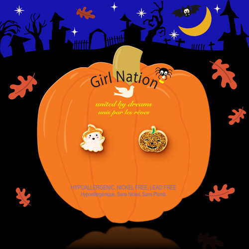 Halloween Ghost & Gourd Perfect Pair Earrings for Girls