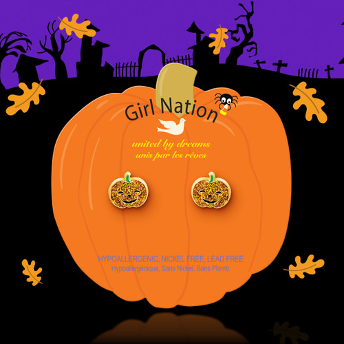 Halloween Glitter Pumpkin Stud Earrings for Girls Halloween Glitter Pumpkin Stud Earrings for Girls