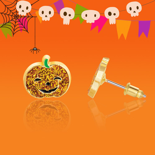 Halloween Glitter Pumpkin Stud Earrings for Girls Halloween Glitter Pumpkin Stud Earrings for Girls