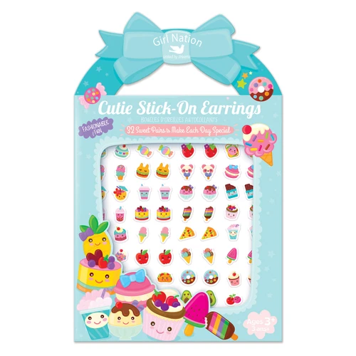 Girl Nation Sweets & Treats Cutie Stick-On Earrings with 32 pairs