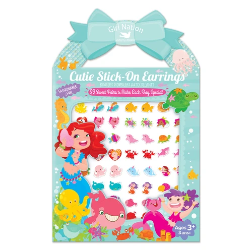 Girl Nation Mermaids & Friends Cutie Stick-On Earrings with 32 pairs