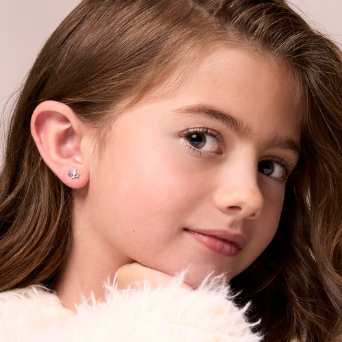 Girl with Sterling Silver Fish Earrings Girl with Sterling Silver Fish Earrings