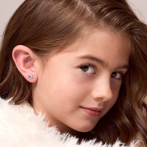 Girl with Classic 925 Sterling Silver Fish Earrings Girl with Classic 925 Sterling Silver Fish Earrings