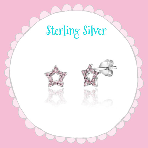 Girl Nation Classic Sterling Silver Pink Star Earrings Girl Nation Classic Sterling Silver Pink Star Earrings