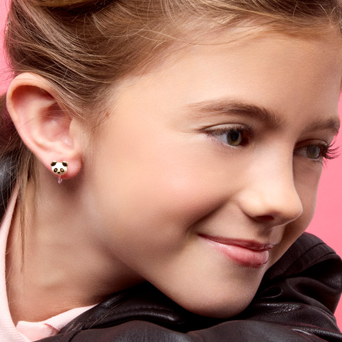 Panda Clip On Earrings on Model Panda Clip On Earrings on Model