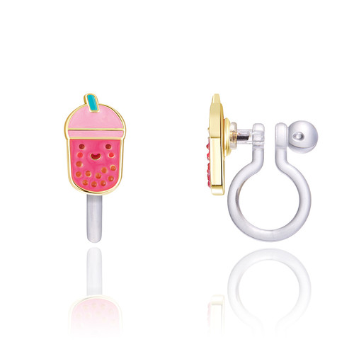Boba Tea Clip On Earrings