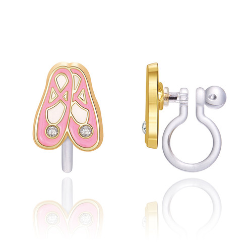 Ballet Shoe Clip On Earrings