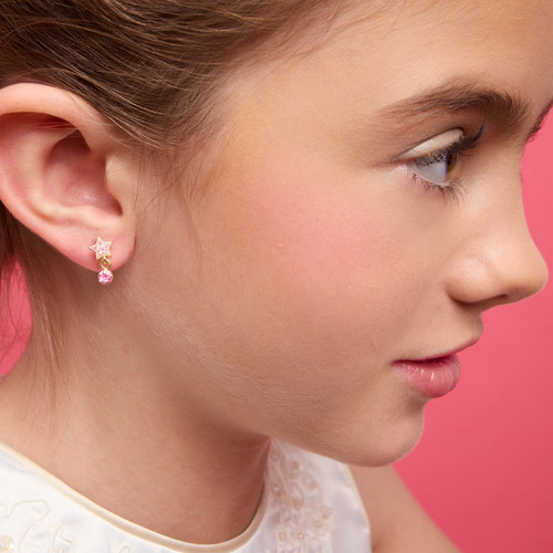 Pink Star Earrings on Girl Pink Star Earrings on Girl