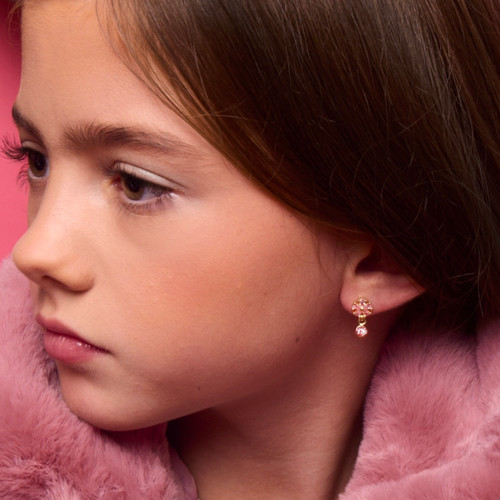 Little Luxe Flower Drop Earrings on Girl