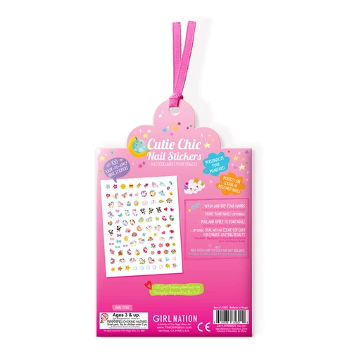 Back of Girl Nation Believe in Magic Cutie Chic Nail Stickers package with directions