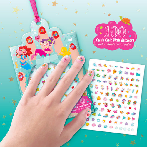 Lifestyle Photo of Cutie Chic Nail Stickers in Mermaid Design Lifestyle Photo of Cutie Chic Nail Stickers in Mermaid Design