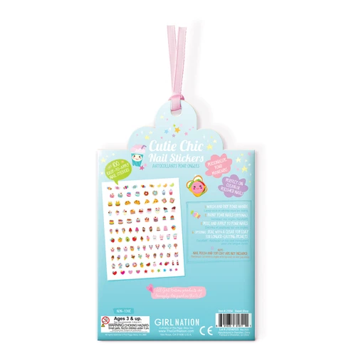 Back of Sweet Shop Cutie Chic Nail Stickers package with application directions