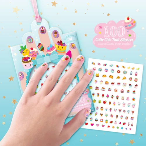 Sweet Shop Cutie Chic Nail Stickers applied to child's nails