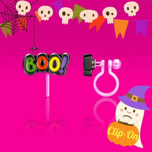 Girl Nation Halloween Boo! Clip On Earrings