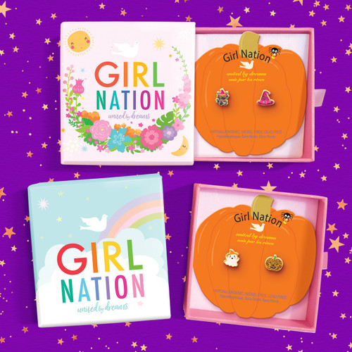 Earrings come housed in Girl Nation Jewelry Gift Box