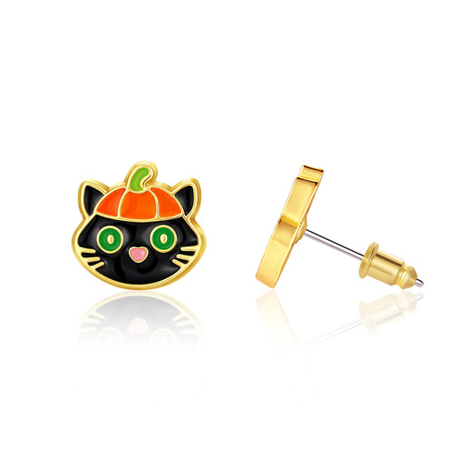 Black Cat Stud Earrings