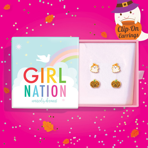 Halloween Ghost and Pumpkin Clip On Earring Gift Set
