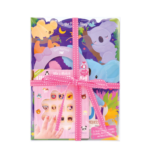 Koala Activity Book and Animal Friends Nail Stickers in Pack with Pink Bow Koala Activity Book and Animal Friends Nail Stickers in Pack with Pink Bow