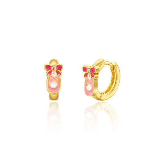 Ballet Shoe 18K Gold Plated Huggie Earrings Ballet Shoe 18K Gold Plated Huggie Earrings