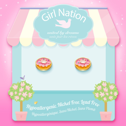 Very Berry Donut Stud Earrings on Sweet Shop Card Very Berry Donut Stud Earrings on Sweet Shop Card