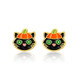 Black Cat with Pumpkin Stud Earrings