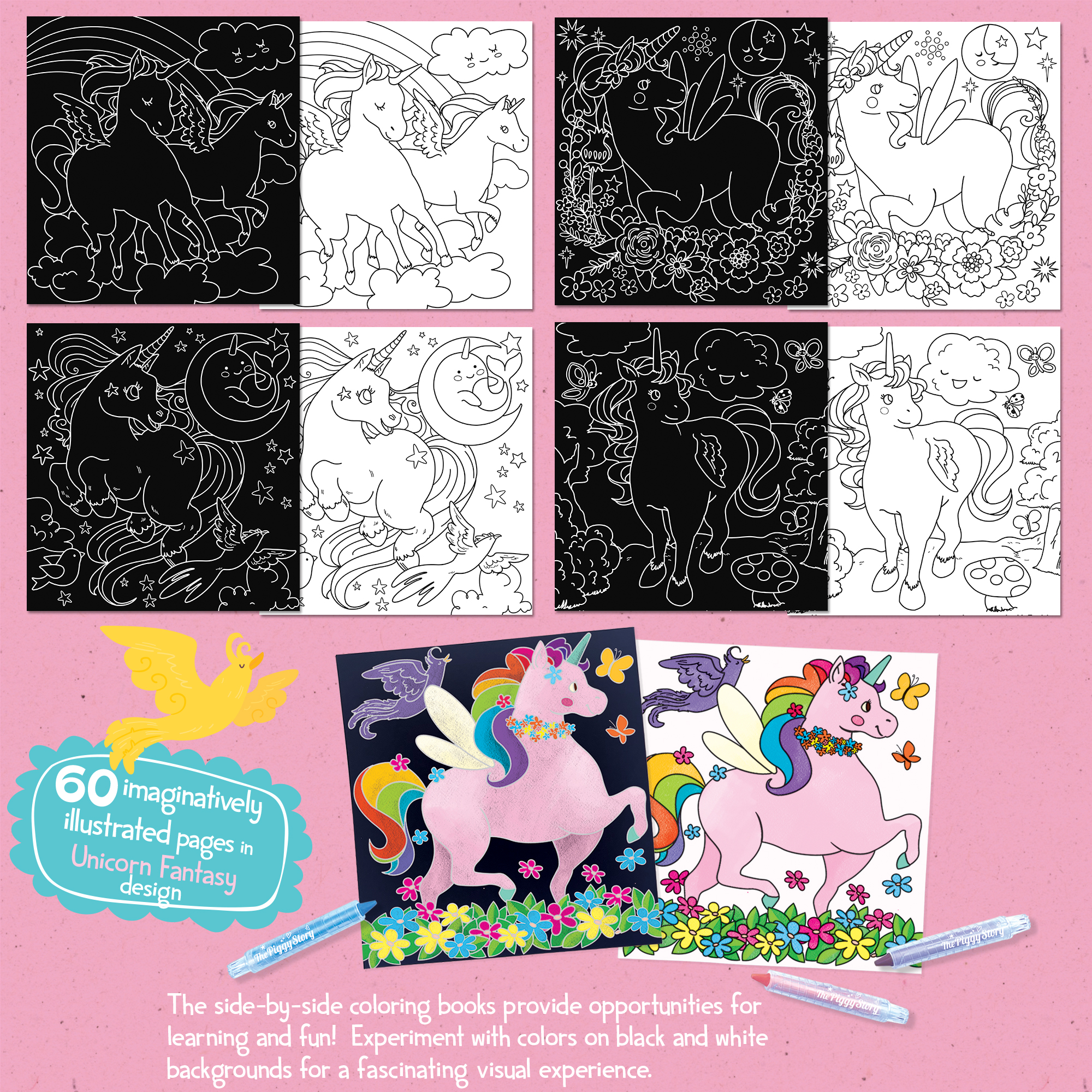 Travel coloring kit for kids no mess unicorn coloring set with 60