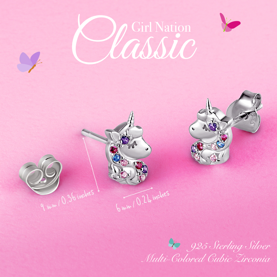 Girl Nation Classic | Sterling Silver Unicorn Earrings