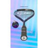 Vibroshield technology graphic showing the anti-vibration rubber layer in the handle of a Dunlop FX racquet