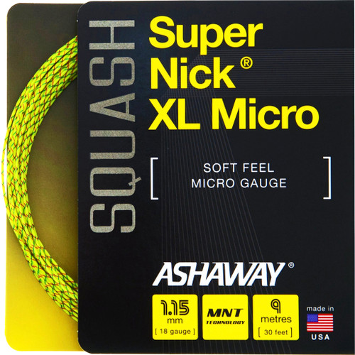 1.15mm String Squash Set Neon Yellow,Black Ashaway Super Nick XL Micro 18 