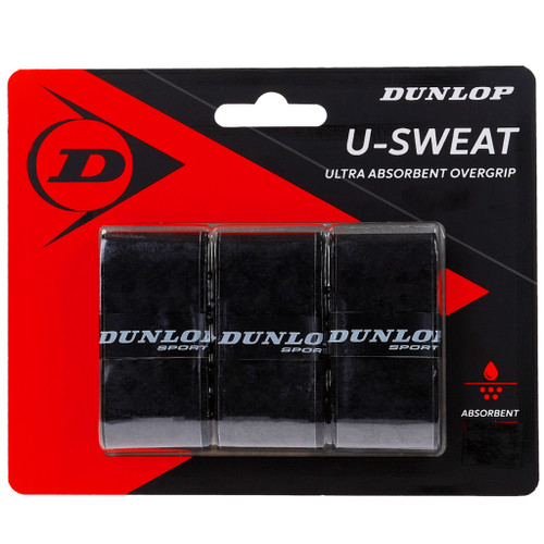Dunlop U-Sweat Overgrips 3 Pack - Black