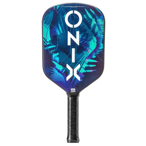 Onix Supercell pickleball paddle, straight-on front view of the blue face